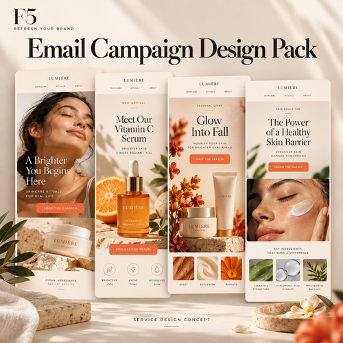 Email Campaign Design Pack — 4 Emails — illustrative beauty ecommerce service design