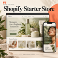 Shopify Starter Store — illustrative desktop and mobile beauty storefront